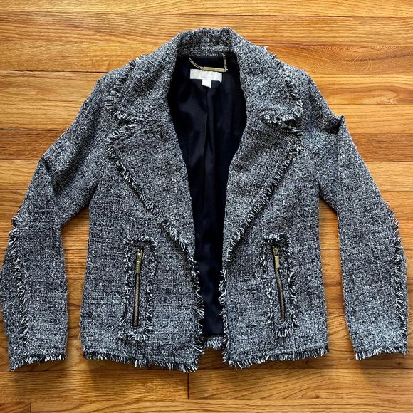 Michael Kors Tweed Open Front Blazer Size 2 - Picture 1 of 16
